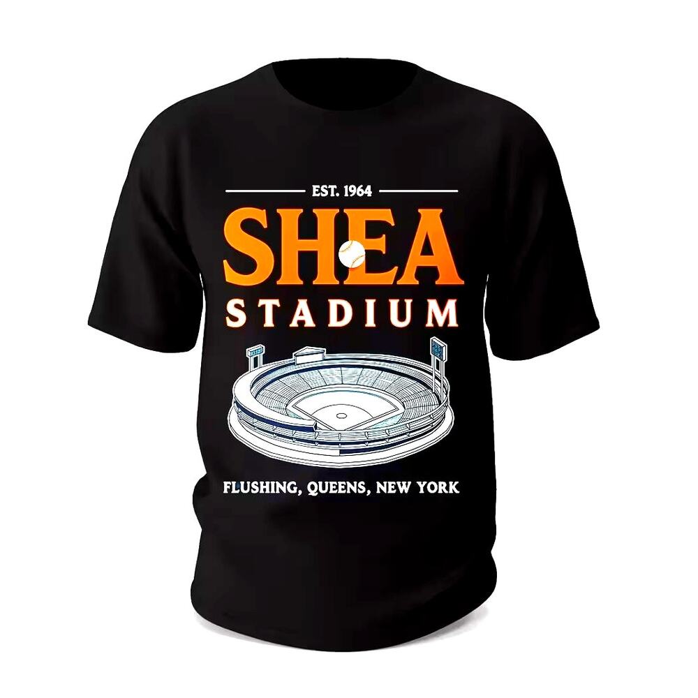 New York T Shirt XL Retro MLB Shea Stadium Throwback Men's Mets Tee New Black
